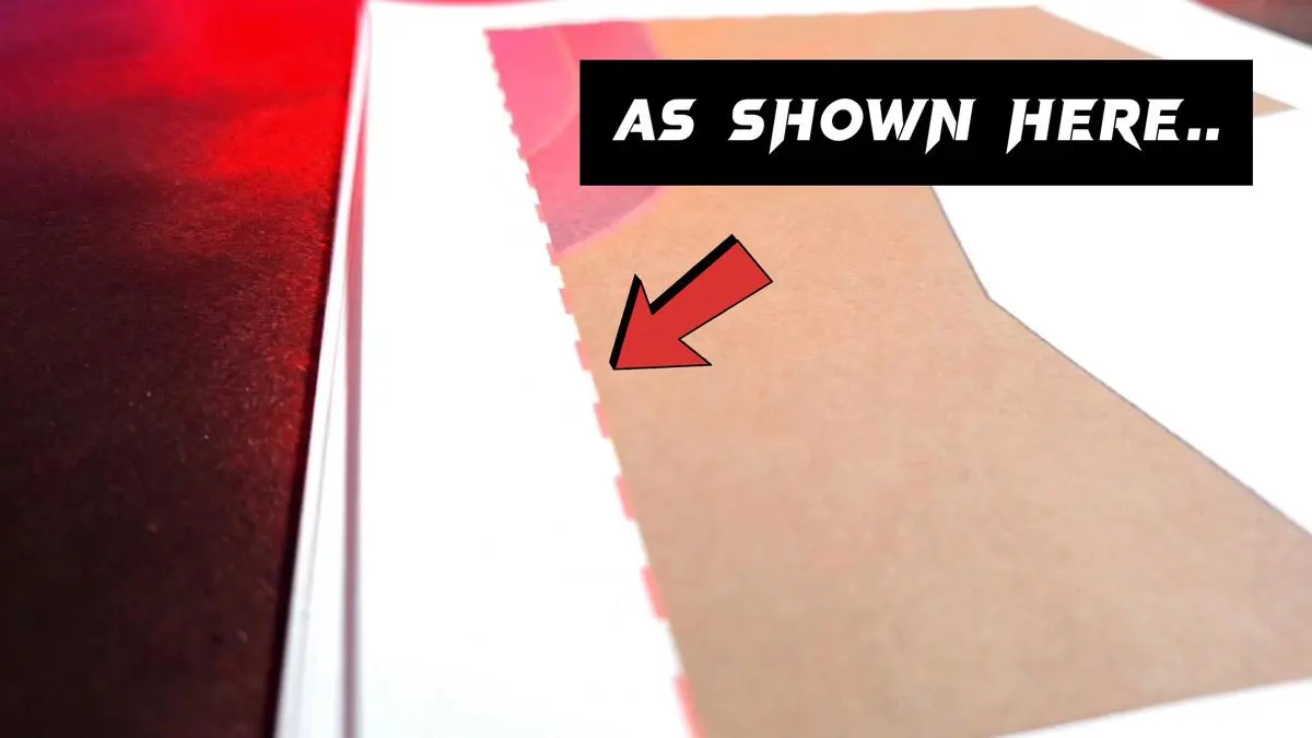 Fold on the red dotted lines as shown in this target example close up image.