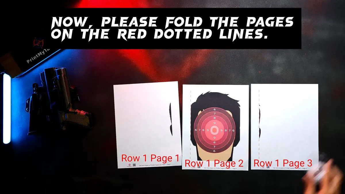 Now, please fold the pages on the red dotted lines.