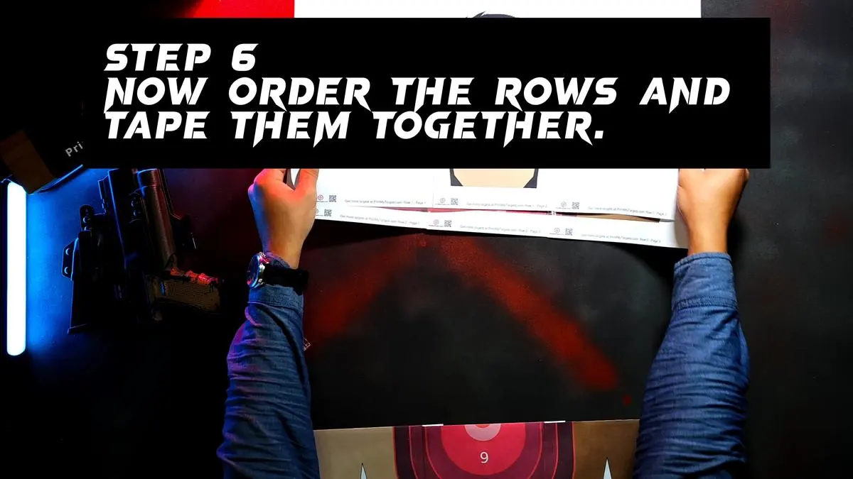 Step 6 - Now order the completed rows and tape them together.