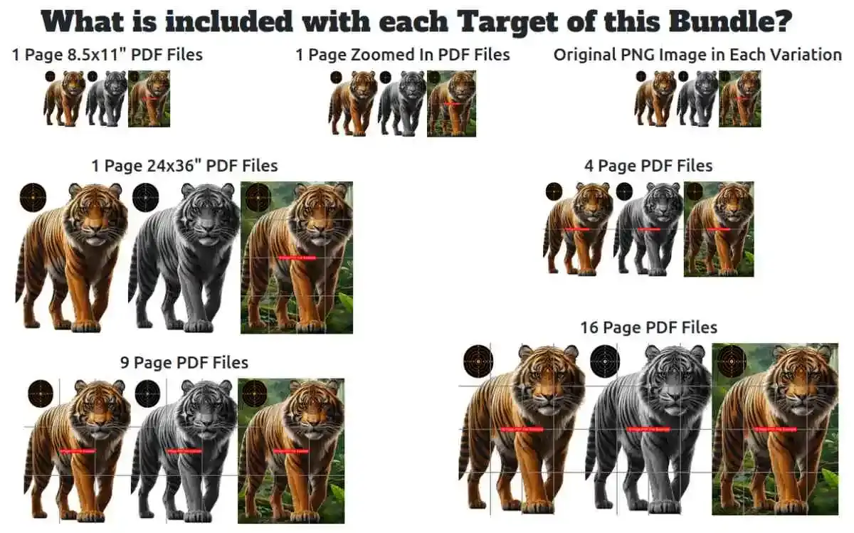 Southeast Asia Animal Shooting Targets - what is included