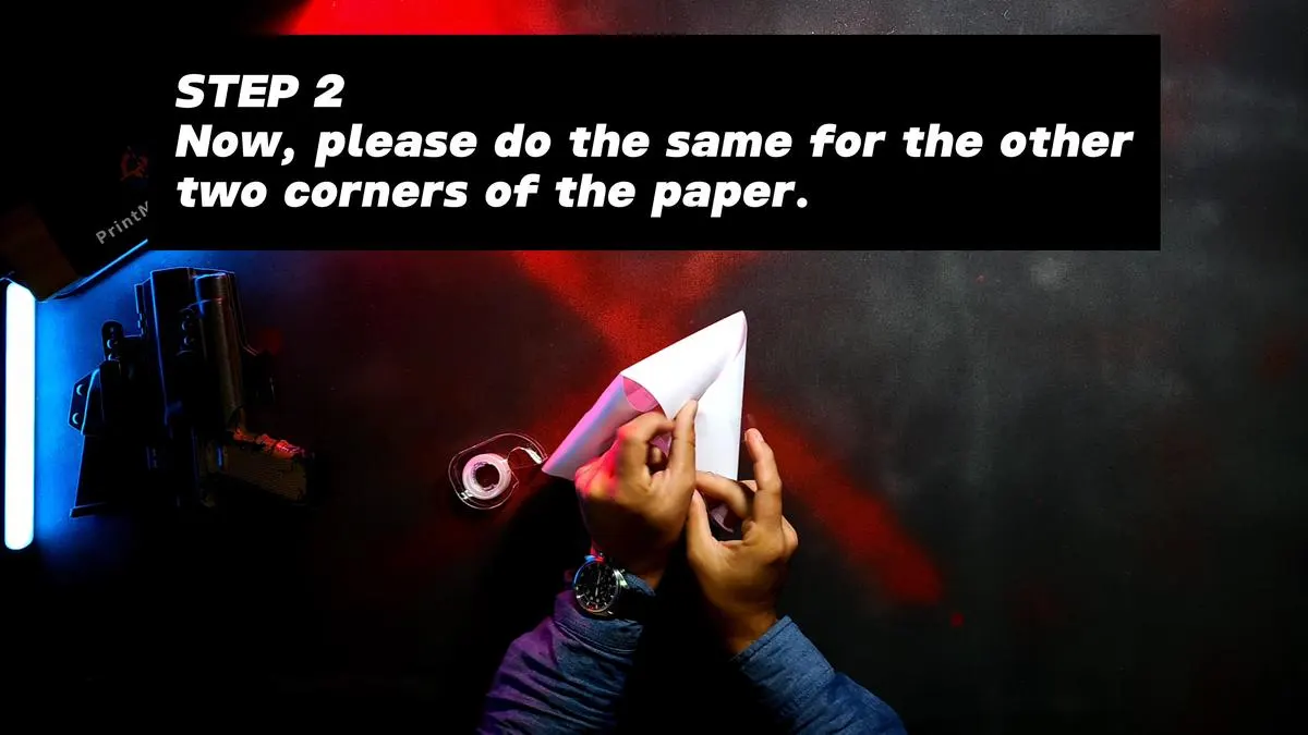 1 Page Self-Standing Target Tutorial - Tape the second pair of corners