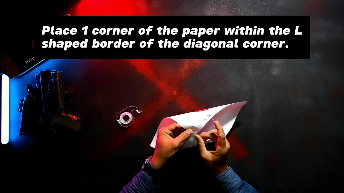 1 Page Self-Standing Target Tutorial - Tape the first pair of diagonal corners