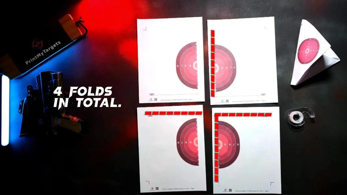4 Page Self-Standing Target Tutorial - Fold on the red dotted lines