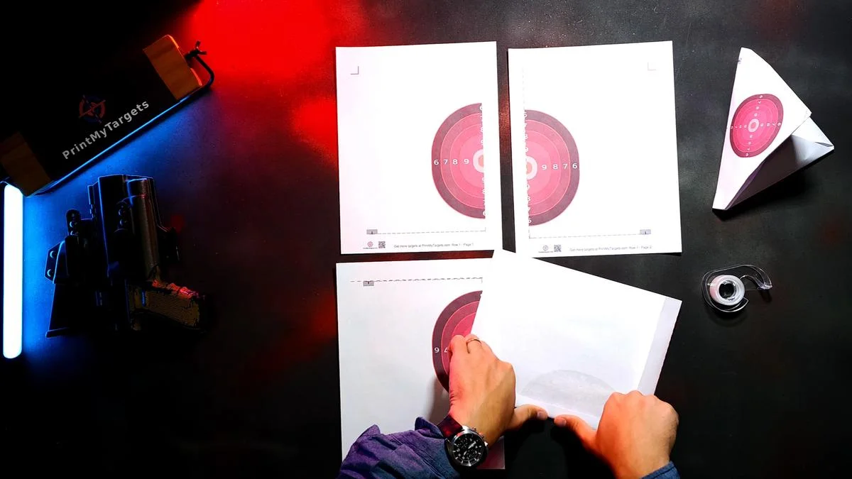 4 Page Self-Standing Target Tutorial - Fold on the red dotted lines