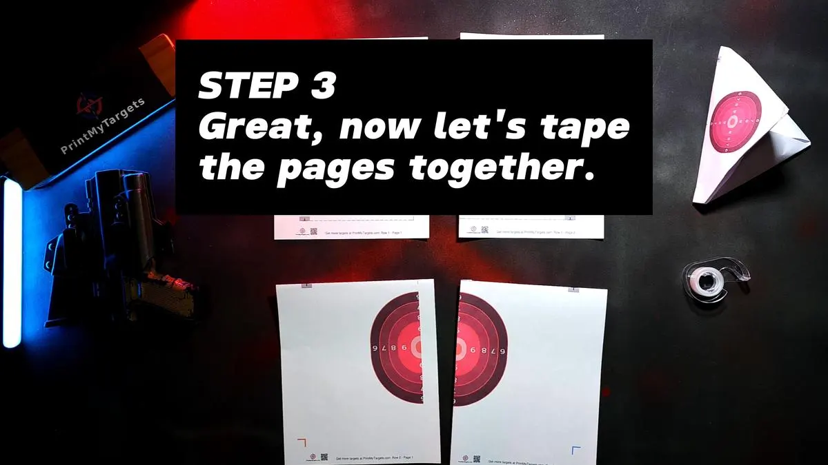 4 Page Self-Standing Target Tutorial - Tape the bottom row