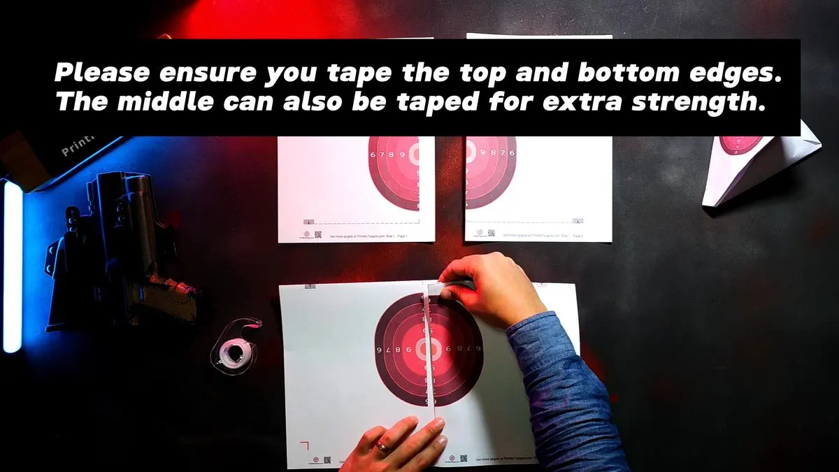 4 Page Self-Standing Target Tutorial - Tape the bottom row