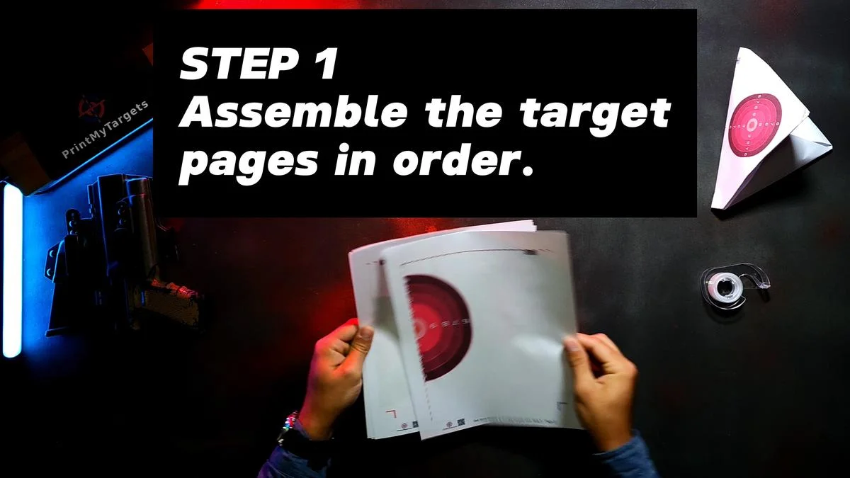 4 Page Self-Standing Target Tutorial - Lay the 4 pages in order