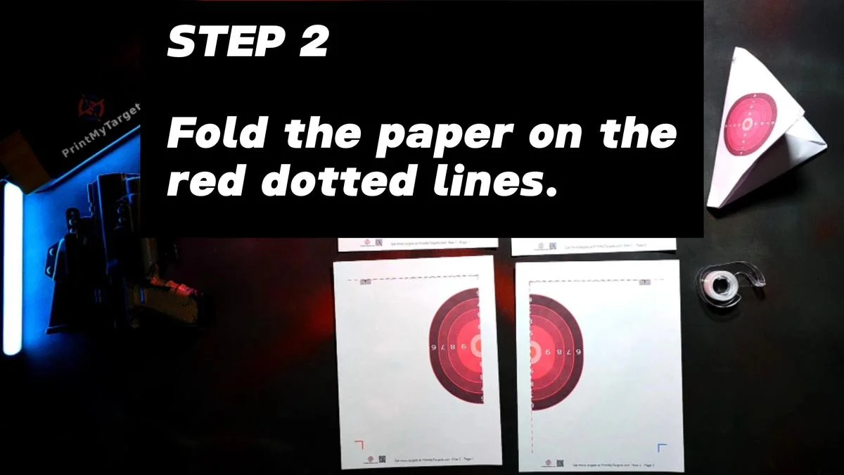 4 Page Self-Standing Target Tutorial - Fold on the red dotted lines